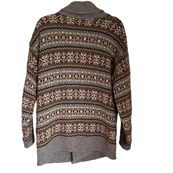 Maban of Scotland Oversize Knit Wool Double-breasted Sweater with Aztec … - Picture 6 of 7